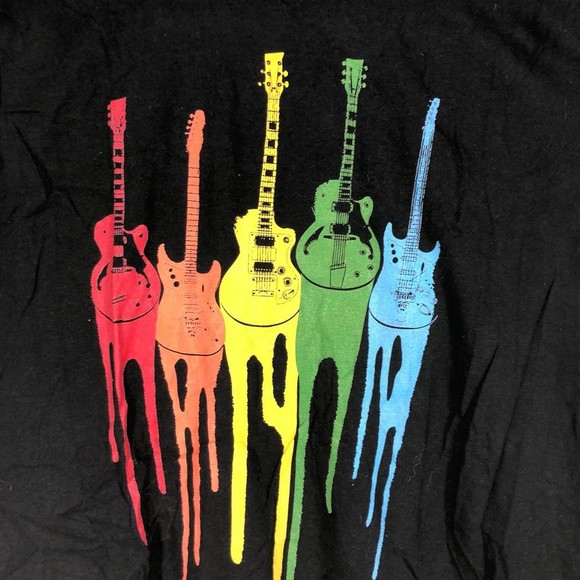 Electric Guitars In a Drip Art Collage T-Shirt; Musician Themed, Musical Art L - Picture 4 of 5